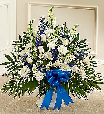 Tribute Blue &amp;amp; White Floor Basket Arrangement